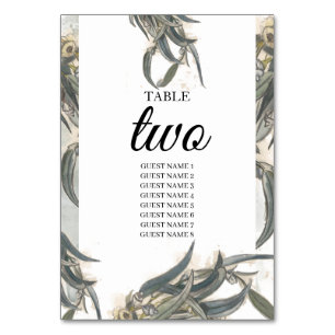 Numéro De Table Aquarelle Eucalyptus Feuille Mariage vert