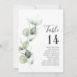 Numéro de table aquarelle Eucalyptus Plan de table