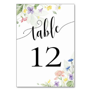 Numéro De Table Aquarelle Fleurs de mariage Fleur de rainbow Pansy