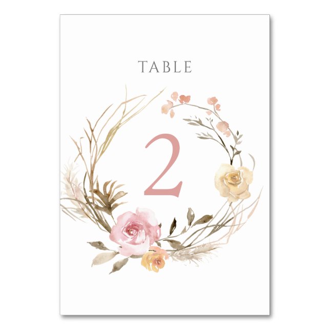 Numéro De Table aquarelle fleurs d'été Tableau Numéro 2 (Par défaut)