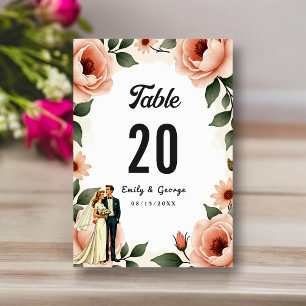 Numéro De Table Aquarelle Floral Blush Rose Bride et Mariage de ch