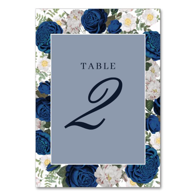 Numéro De Table Aquarelle Florale Bleue Moderne Mariage élégant (Par défaut)