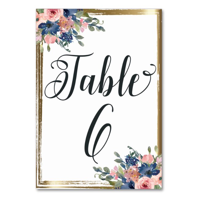 Numéro De Table Aquarelle Florale calligraphie Numéro de tableau C (Par défaut)