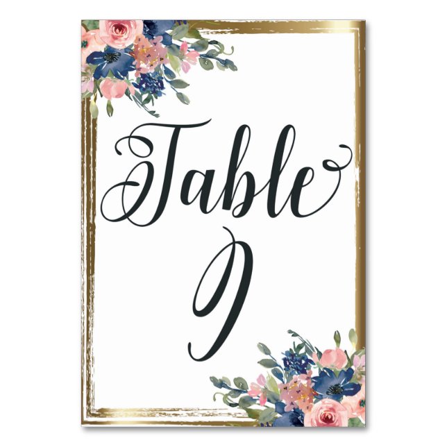 Numéro De Table Aquarelle Florale calligraphie Numéro de tableau C (Par défaut)