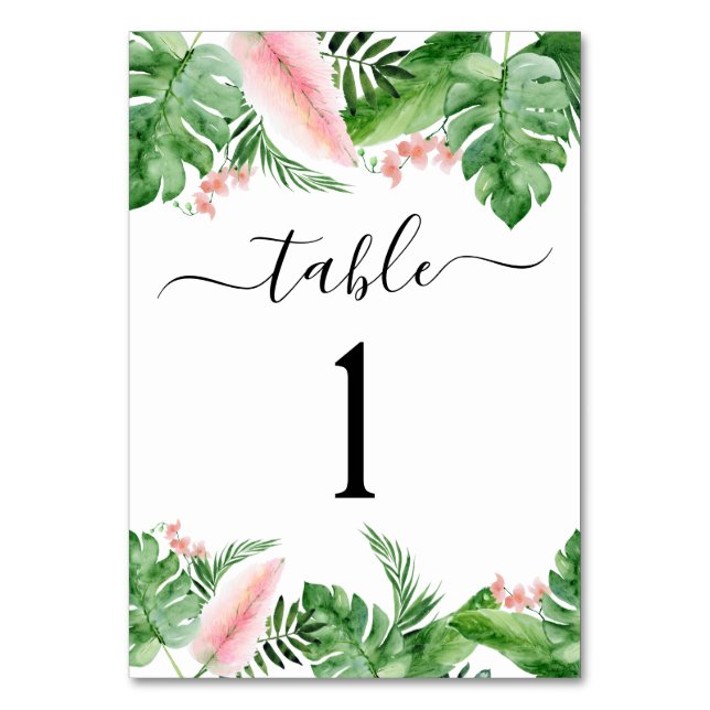 Numéro De Table Aquarelle florale de palme tropicale Luau Mariage (Par défaut)
