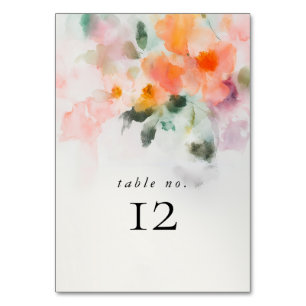 Numéro De Table Aquarelle florale Élégant Mariage d'été romantique