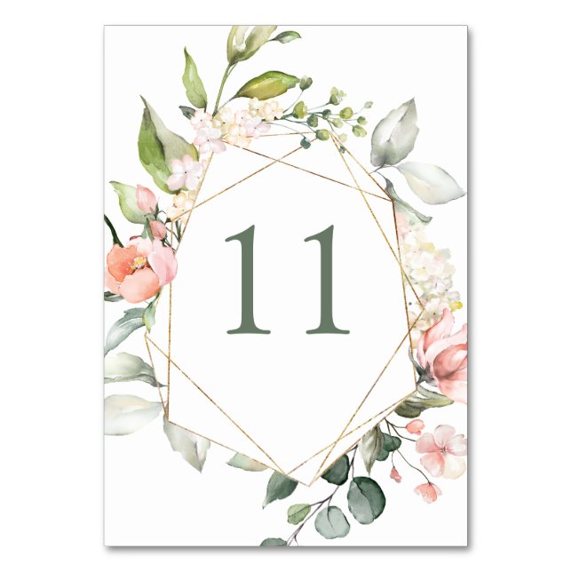 Numéro De Table Aquarelle florale, feuillage Numéro de tableau (Par défaut)