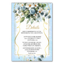 Aquarelle florale rustique bleu et or Inv