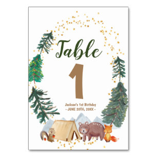 Numéro De Table Aquarelle Happy Camper 1er Anniversaire Numéro de