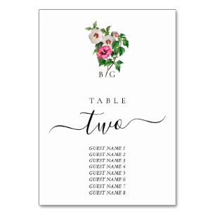 Numéro De Table Aquarelle Hibiscus Tropical Mariage d'été