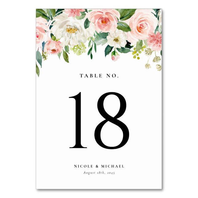 Numéro De Table Aquarelle Jardin Fleurs Printemps Mariage (Dos)