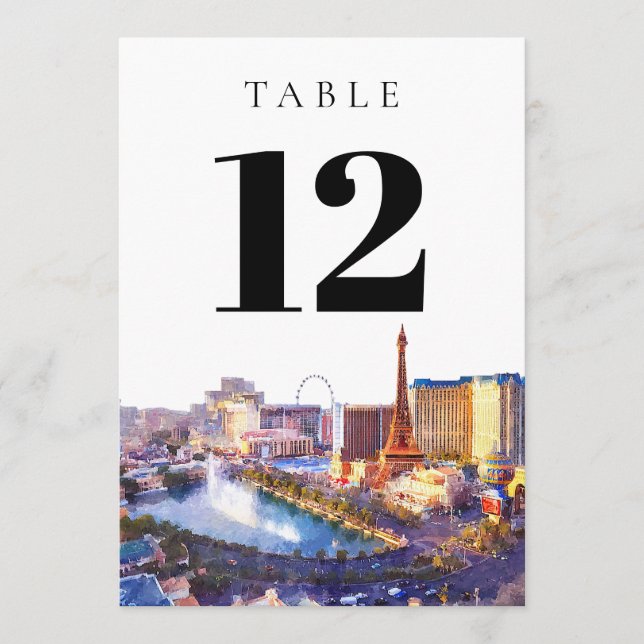 Numéro de table aquarelle Las Vegas Nevada (Devant)