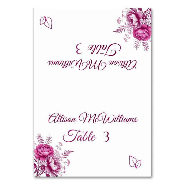 Numéro De Table Aquarelle Magenta Peony-Végétarienne-Mariage- (Par défaut)