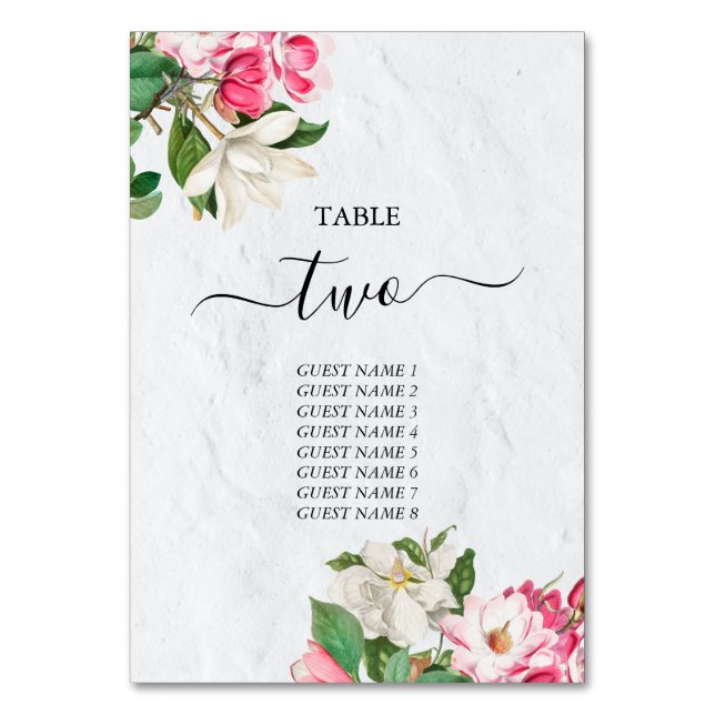 Numéro De Table Aquarelle Magnolia Fleurs Mariage Numéro de tablea (Par défaut)