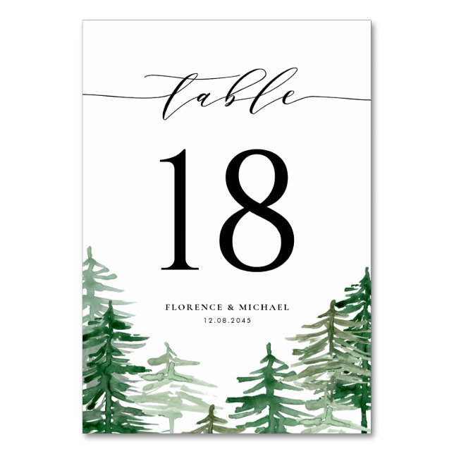Numéro De Table Aquarelle Mariage forestier enchanté (Par défaut)