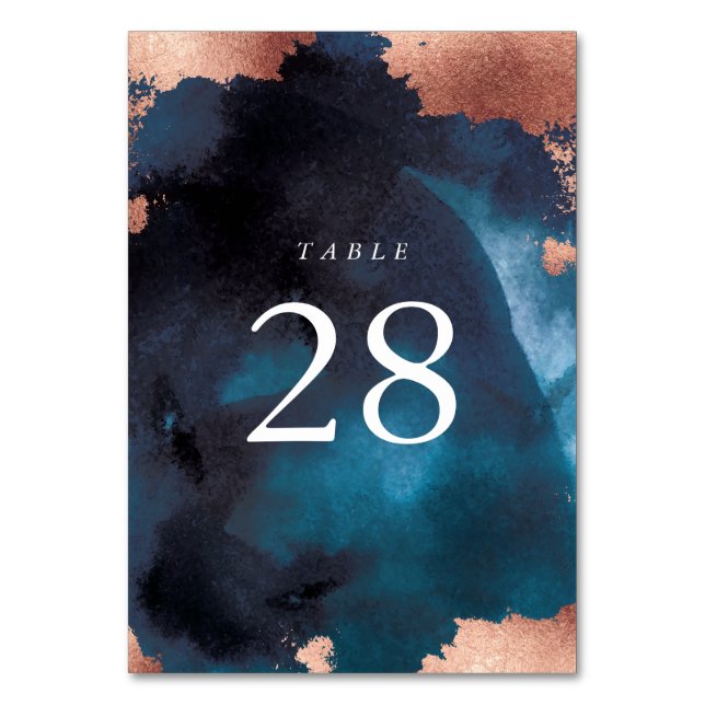 Numéro De Table Aquarelle Marine Blue Moody Rose Mariage or (Par défaut)
