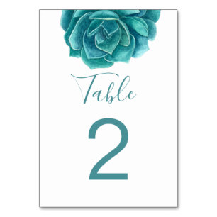 Numéro De Table Aquarelle menthe succulent. mariage de cactus turq