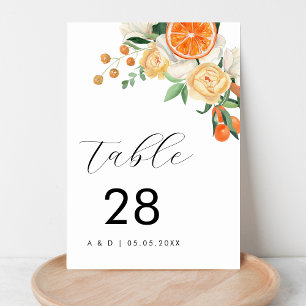 Numéro De Table Aquarelle minimaliste Citrus Mariage Floral