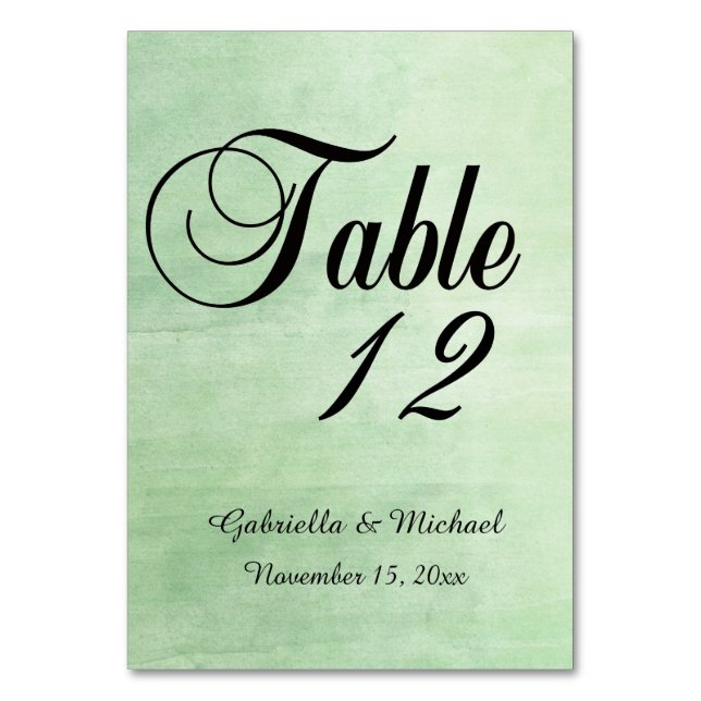 Numéro De Table Aquarelle Mint Breeze (Par défaut)