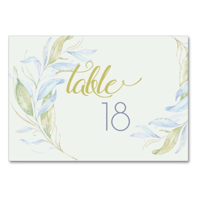 Numéro De Table Aquarelle Moderne Boho Branches en feuilles (Devant)