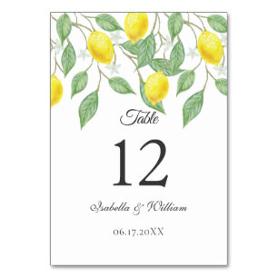 Numéro De Table Aquarelle moderne Boho Lemon Summer Mariage Table