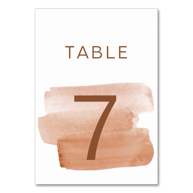 Numéro De Table Aquarelle moderne Brushstroke Minimaliste (Par défaut)