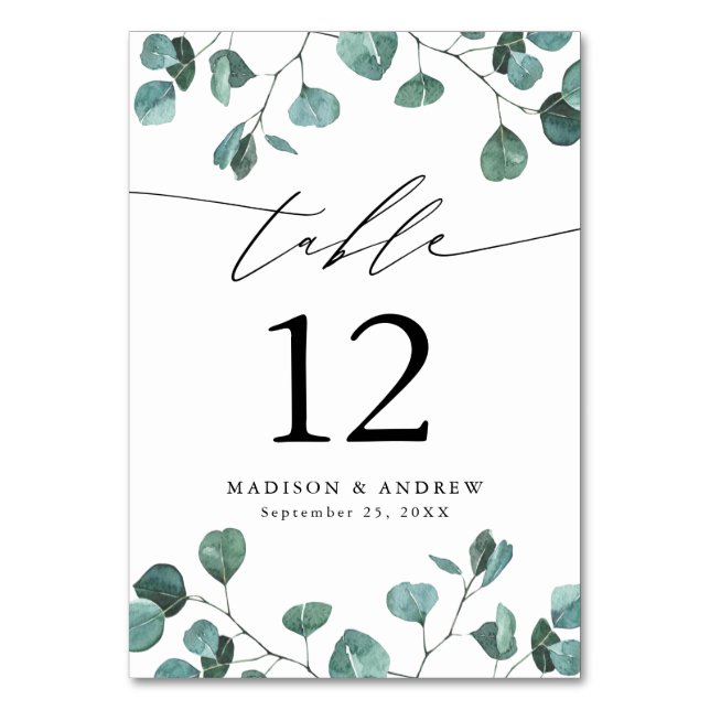 Numéro De Table Aquarelle moderne Eucalyptus Mariage de verdure (Par défaut)