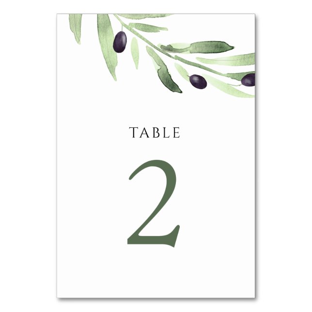 Numéro De Table aquarelle oliveraie Tableau Numéro 2 (Par défaut)