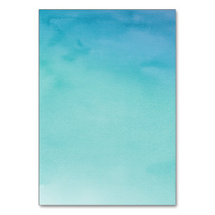 Numéro De Table Aquarelle Ombre bleue et Turquoise blanche