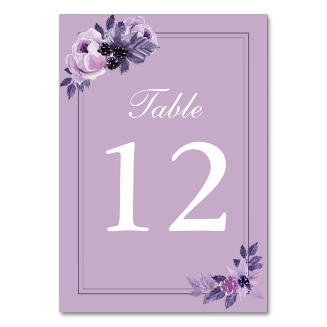 Numéro De Table Aquarelle Purple Floral Mariage Numéros de tableau (Par défaut)