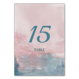 Numéro De Table Aquarelle rose et bleu