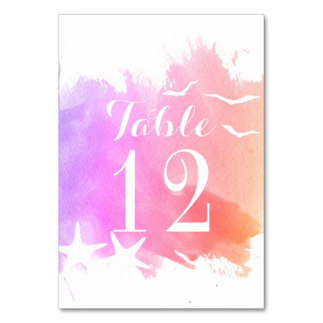 Numéro De Table Aquarelle rose, étoile de mer mariage numéro de ta (Par défaut)