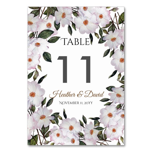Numéro De Table Aquarelle rose Roses Ballerina Floral Art Mariage (Dos)