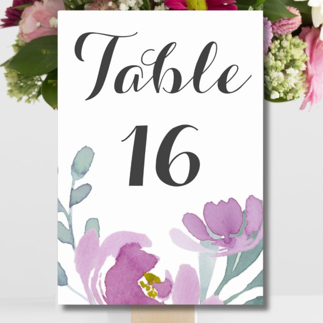 Numéro De Table Aquarelle rose rustique Mariage (Créateur téléchargé)