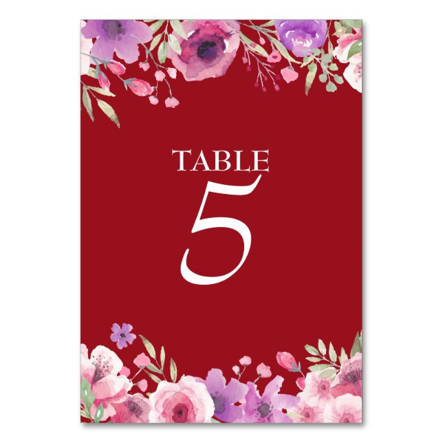 Numéro de table aquarelle Roses 40e anniversaire (Dos)