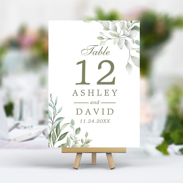 Numéro De Table Aquarelle rustique Botanique Floral Numéro de tabl (Créateur téléchargé)