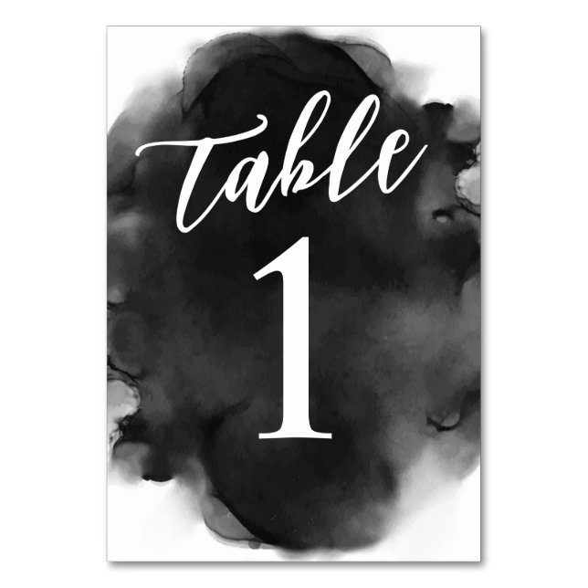 Numéro De Table Aquarelle simple et moderne en noir et blanc (Par défaut)