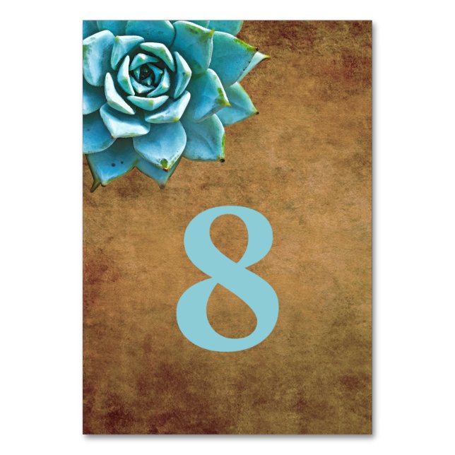 Numéro De Table Aquarelle Succulente Rustique Brown (Par défaut)