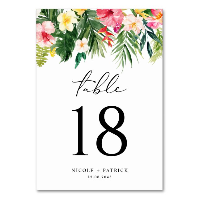 Numéro De Table Aquarelle Tropical Garland Mariage d'été (Par défaut)