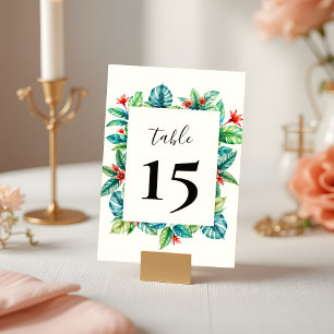 Numéro De Table Aquarelle Tropical Green Frame Mariage moderne