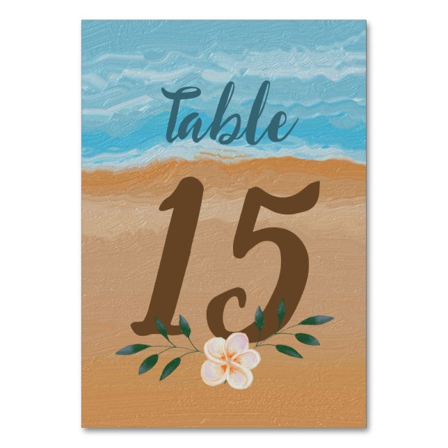 Numéro De Table Aquarelle Tropical Ocean Beach Mariage (Par défaut)
