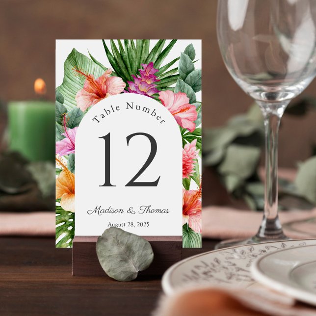 Numéro De Table Aquarelle tropicale luxuriante (Créateur téléchargé)