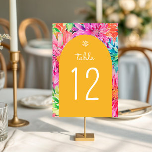 Numéro De Table Aquarelle tropicale moderne colorée Mariage floral