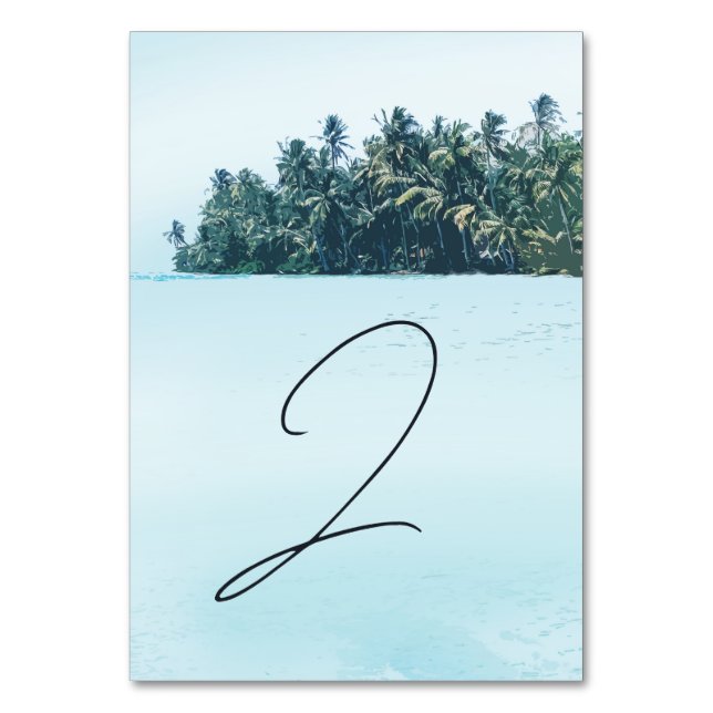 Numéro De Table Aquarelle tropicale Palms & Mariage de plage (Par défaut)