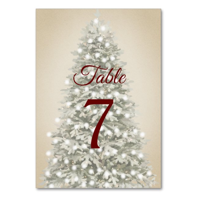 Numéro De Table Arbre de Noël aquarelle sur Kraft Mariage (Par défaut)