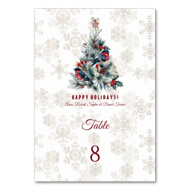 Numéro De Table Arbre de Noël Berries voeux de vacances Monogramme (Par défaut)