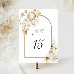 Numéro De Table Arc de Mariage Floral Boho Protea Pampas