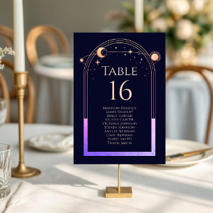 Numéro De Table Arc-en-ciel mystique Marine Bleu Sun Lune Étoiles