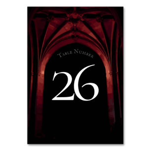Numéro De Table Arc gothique Mariage élégant Noir Noir Noir Rouge