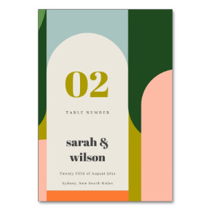 Numéro De Table Arche rétro Super colorée Abstrait Mariage gras